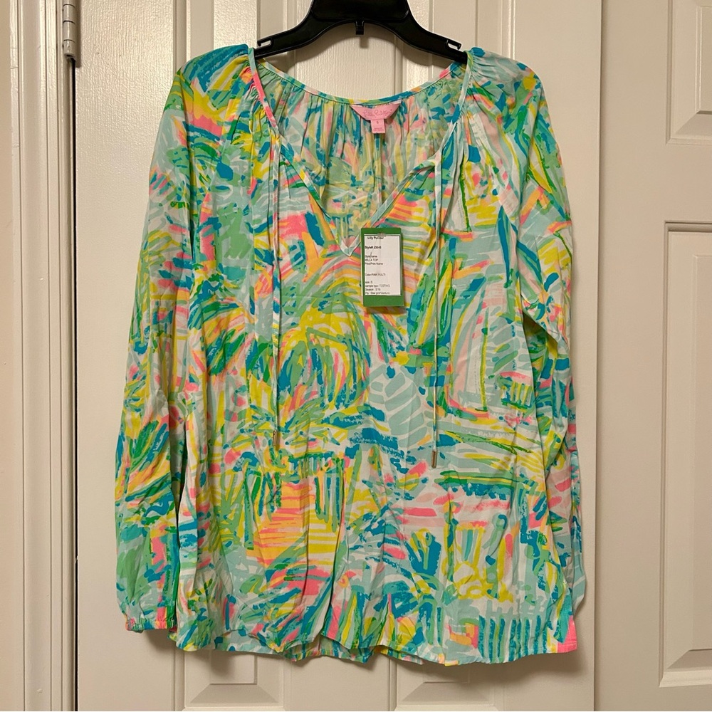 Lilly Pulitzer RARE SAMPLE Willa Blouse Top Sea Salt Sun Print Size Small NWT